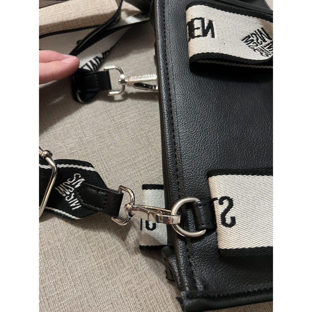 Steve Madden Crossbody Bag Womens Small Black Logo Strap Pouch Set Shoulder - Picture 5 of 16